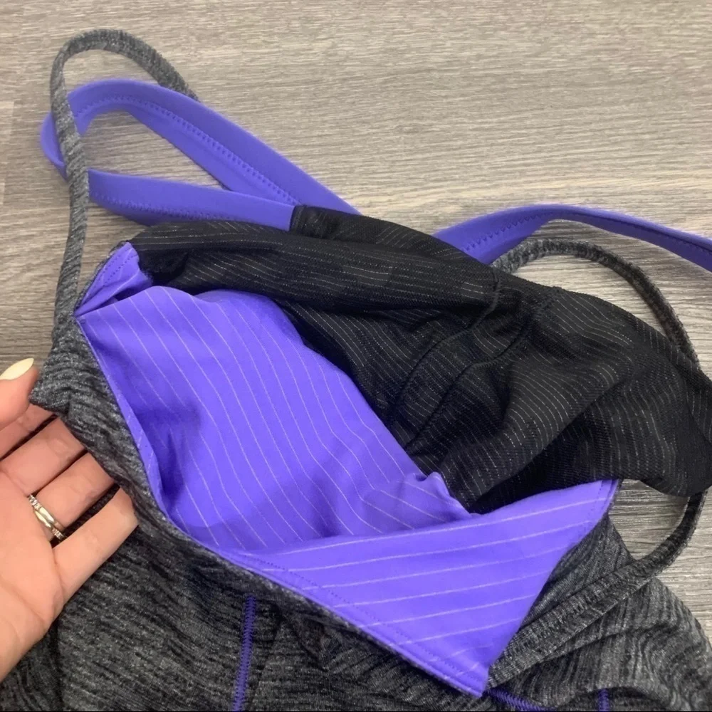 Lululemon Run For Gold Tank Top Strappy Back Gray